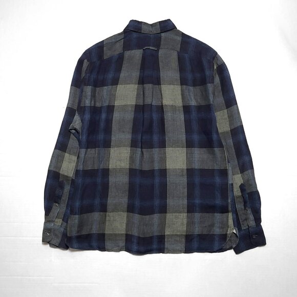 TODD SNYDER Men's Large Made in Portugal 100% Linen Plaid Button Up Shirt - Picture 4 of 11